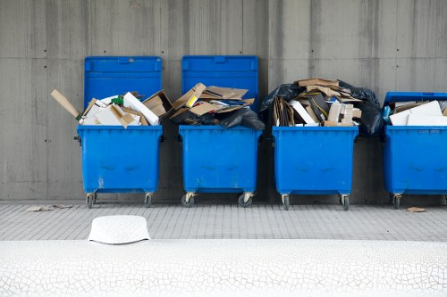 Construction site with waste materials ready for clearance
