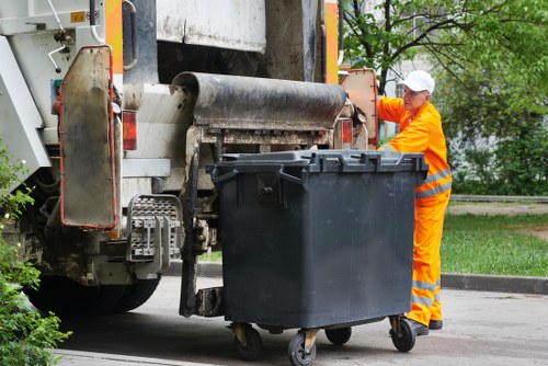 Professional waste removal team at Cranford demolition site